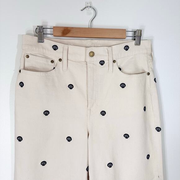 NWT J. Crew Embroidered Slim Wide-Leg Jean | Ecru Seashell | SZ 30 - Picture 4 of 11